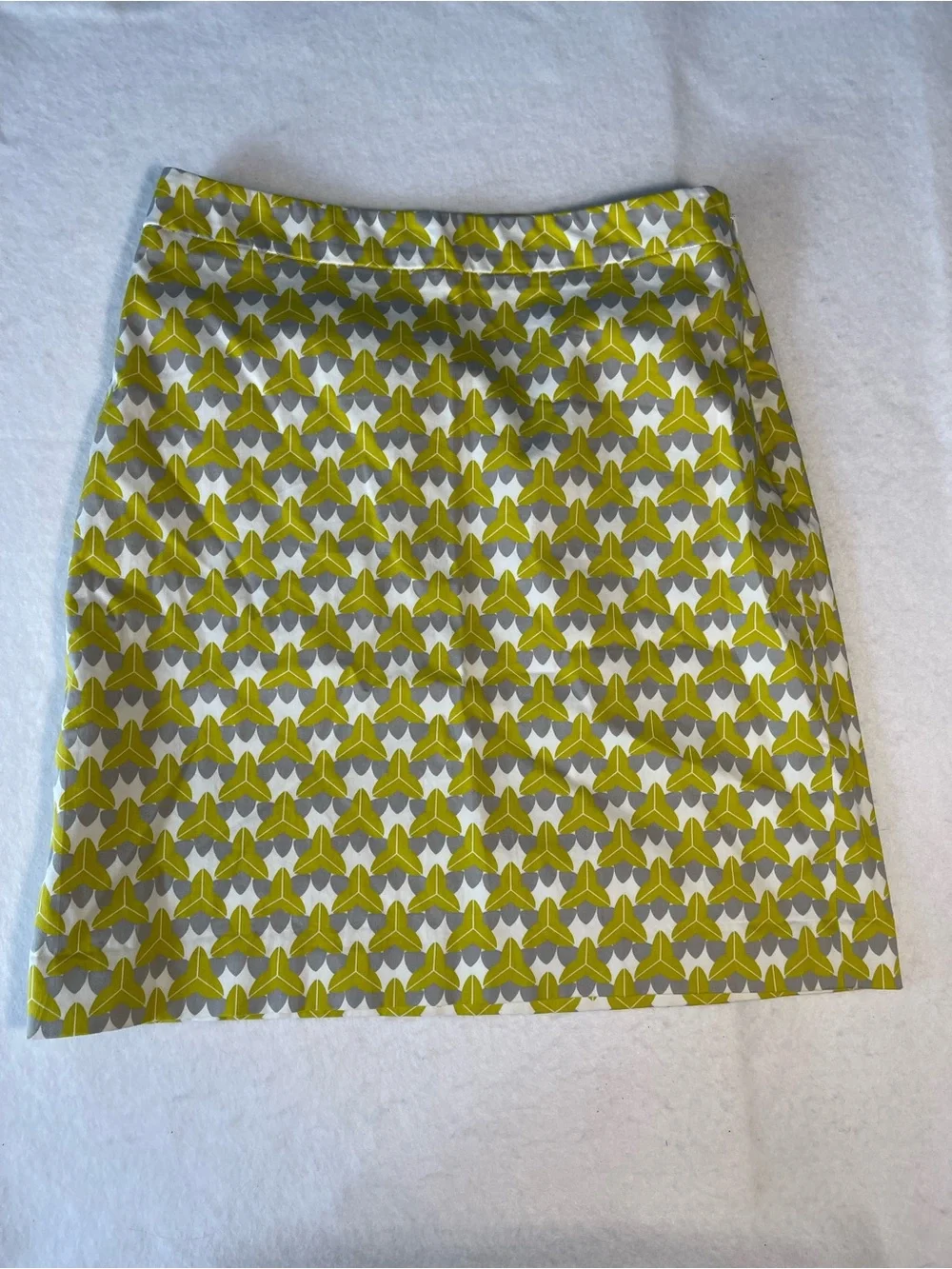 Banana Republic Milly Collection Geometric Print A-Line Skirt Size 2 Yellow Gray